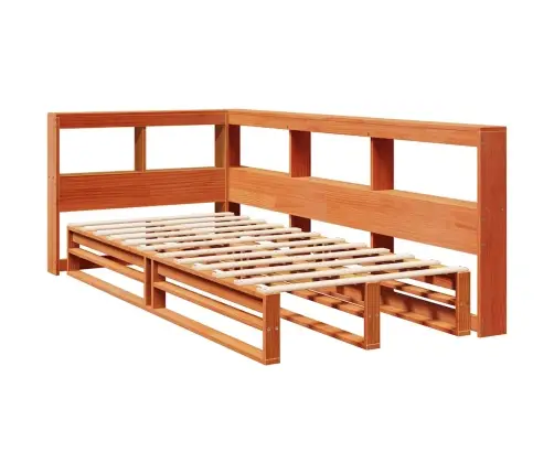 Lova Be Čiužinio/Su Knygų Lentyna, Vaško Ruda, 100X200cm Pušis