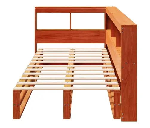 Lova Be Čiužinio/Su Knygų Lentyna, Vaško Ruda, 100X200cm Pušis