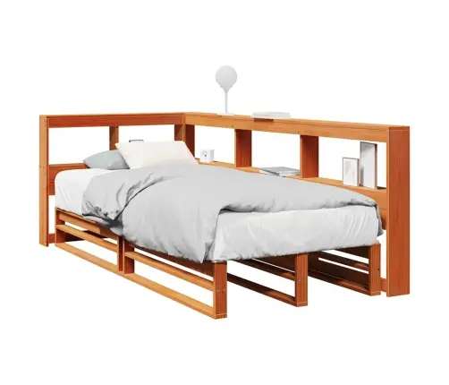 Lova Be Čiužinio/Su Knygų Lentyna, Vaško Ruda, 100X200cm Pušis