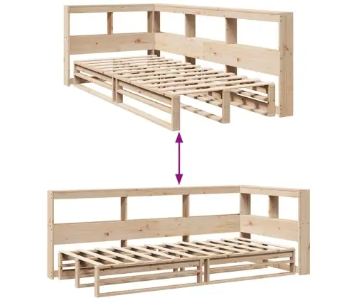 Gulta Ar Grāmatu Plauktu, Bez Matrača, 90X200 Cm, Priedes Koks Vidaxl