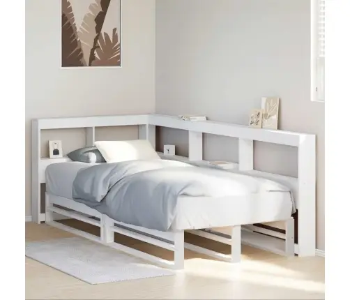 Gulta Ar Grāmatu Plauktu, Bez Matrača, 90X200 Cm, Priedes Koks Vidaxl