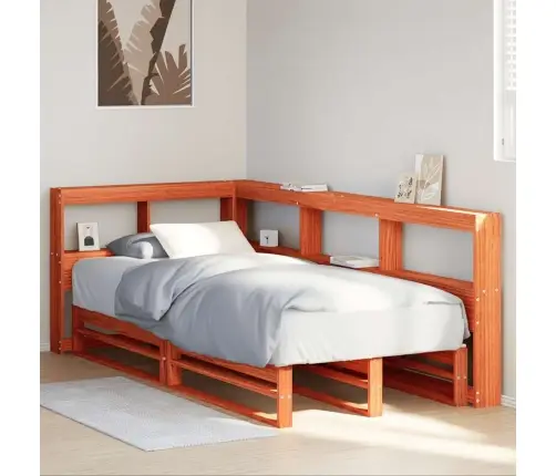 Lova Be Čiužinio/Su Knygų Lentyna, Ruda, 90X200cm Pušis