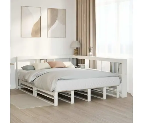 Gulta Ar Grāmatu Plauktu, Bez Matrača, 140X190 Cm, Priedes Koks Vidaxl