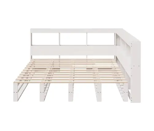 Gulta Ar Grāmatu Plauktu, Bez Matrača, 140X190 Cm, Priedes Koks Vidaxl