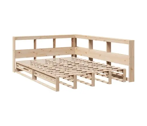 Gulta Ar Grāmatu Plauktu, Bez Matrača, 135X190 Cm, Priedes Koks Vidaxl