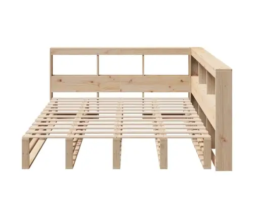 Gulta Ar Grāmatu Plauktu, Bez Matrača, 135X190 Cm, Priedes Koks Vidaxl