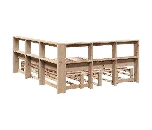 Gulta Ar Grāmatu Plauktu, Bez Matrača, 135X190 Cm, Priedes Koks Vidaxl