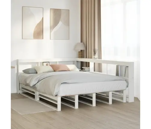 Gulta Ar Grāmatu Plauktu, Bez Matrača, 135X190 Cm, Priedes Koks Vidaxl