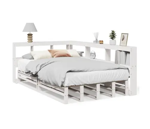 Riiuliga Voodiraam Ilma Madratsita, Valge, 120X190cm Männipuit