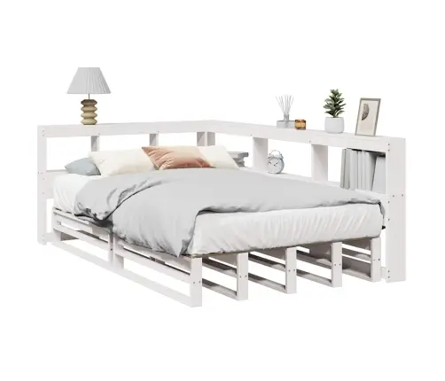 Riiuliga Voodiraam Ilma Madratsita, Valge, 120X190cm Männipuit