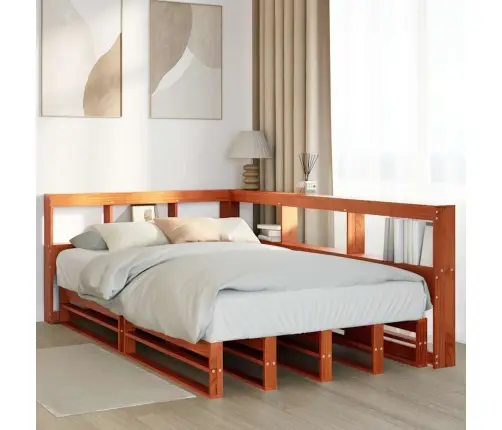 Lova Be Čiužinio/Su Knygų Lentyna, Vaško Ruda, 120X190cm Pušis