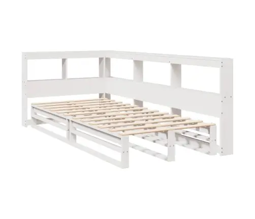 Riiuliga Voodiraam Ilma Madratsita, Valge, 75X190 cm Männipuit