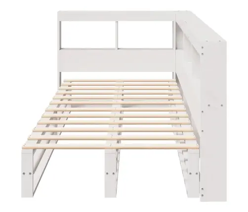 Riiuliga Voodiraam Ilma Madratsita, Valge, 75X190 cm Männipuit