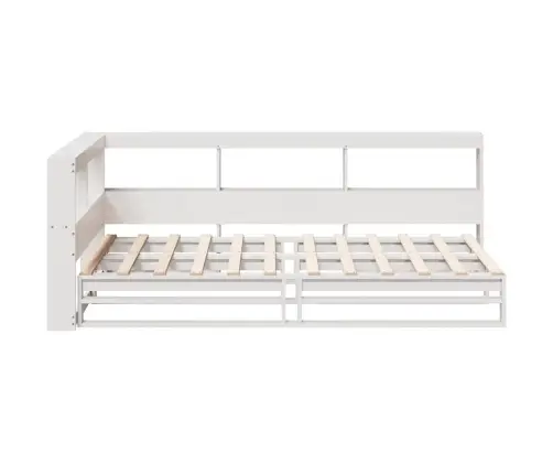 Riiuliga Voodiraam Ilma Madratsita, Valge, 75X190 cm Männipuit