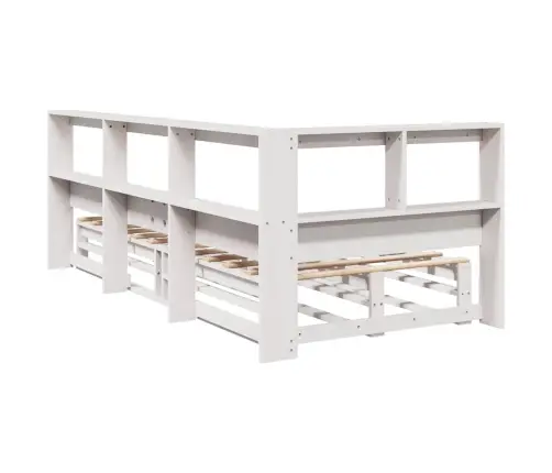 Riiuliga Voodiraam Ilma Madratsita, Valge, 75X190 cm Männipuit