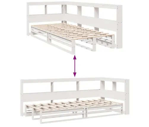Riiuliga Voodiraam Ilma Madratsita, Valge, 75X190 cm Männipuit