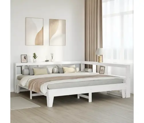 Gulta Ar Grāmatu Plauktu, Bez Matrača, 200X200 Cm, Priedes Koks Vidaxl