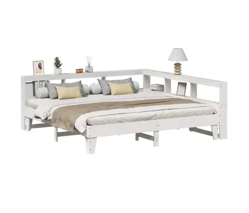 Gulta Ar Grāmatu Plauktu, Bez Matrača, 200X200 Cm, Priedes Koks Vidaxl