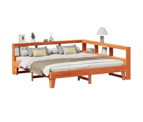 Gulta Ar Grāmatu Plauktu, Bez Matrača, 200X200 Cm, Priedes Koks Vidaxl