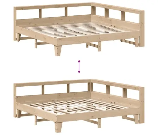 Lova Su Knygų Spinta Be Čiužinio, 180X200cm Pušies Masyvas