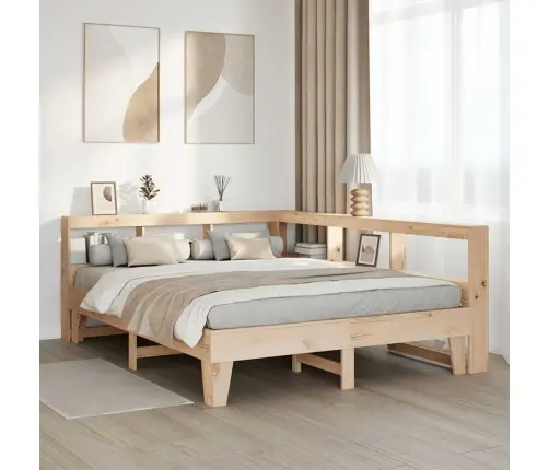 Gulta Ar Grāmatu Plauktu, Bez Matrača, 160X200 Cm, Priedes Koks Vidaxl