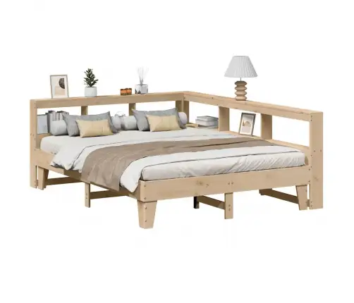 Gulta Ar Grāmatu Plauktu, Bez Matrača, 160X200 Cm, Priedes Koks Vidaxl