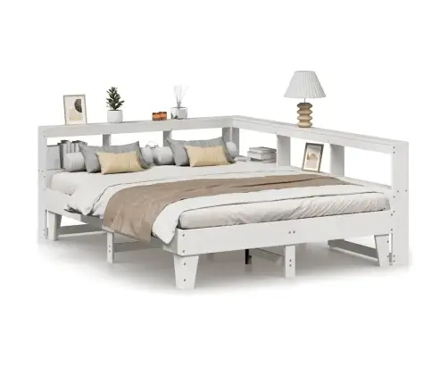 Gulta Ar Grāmatu Plauktu, Bez Matrača, 160X200 Cm, Priedes Koks Vidaxl