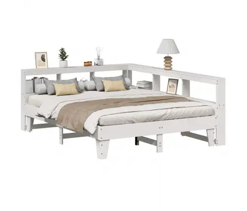 Gulta Ar Grāmatu Plauktu, Bez Matrača, 160X200 Cm, Priedes Koks Vidaxl