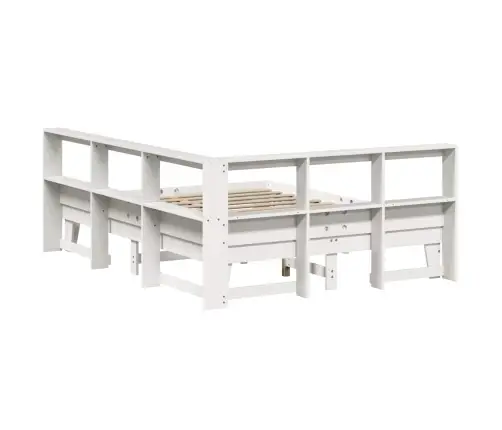 Riiuliga Voodiraam Ilma Madratsita, Valge, 150X200cm Männipuit