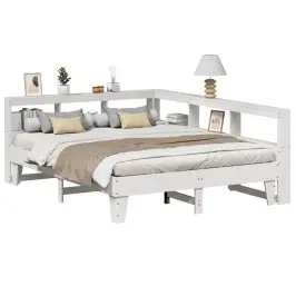 Riiuliga Voodiraam Ilma Madratsita, Valge, 150X200cm Männipuit