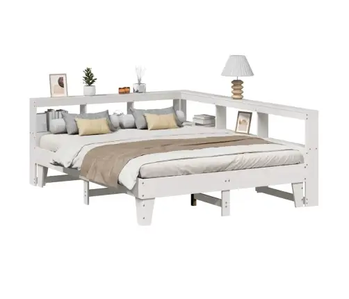 Riiuliga Voodiraam Ilma Madratsita, Valge, 150X200cm Männipuit