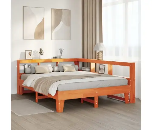 Lova Su Knygų Spinta Be Čiužinio, Ruda, 150X200cm Pušis