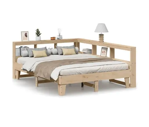 Gulta Ar Grāmatu Plauktu, Bez Matrača, 140X200 Cm, Priedes Koks Vidaxl Gulta Ar Grāmatu Plauktu, Bez Matrača, 140X200 Cm, Priedes Koks Vidaxl