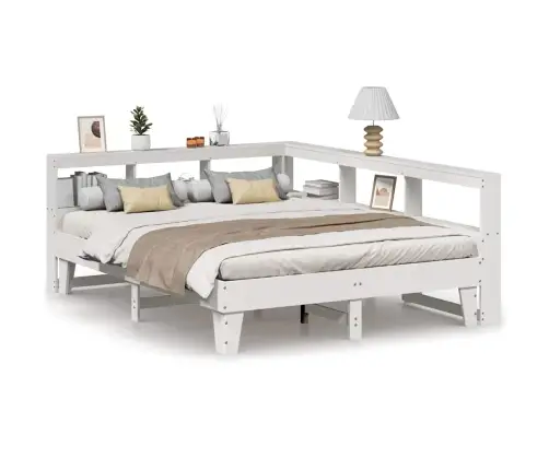 Gulta Ar Grāmatu Plauktu, Bez Matrača, 140X200 Cm, Priedes Koks Vidaxl