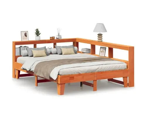 Lova Su Knygų Spinta Be Čiužinio, Ruda, 140X200cm Pušis