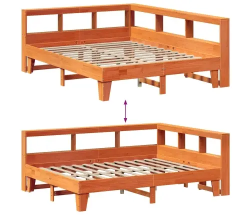 Lova Su Knygų Spinta Be Čiužinio, Ruda, 140X200cm Pušis