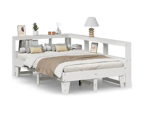 Gulta Ar Grāmatu Plauktu, Bez Matrača, 120X200 Cm, Priedes Koks Vidaxl