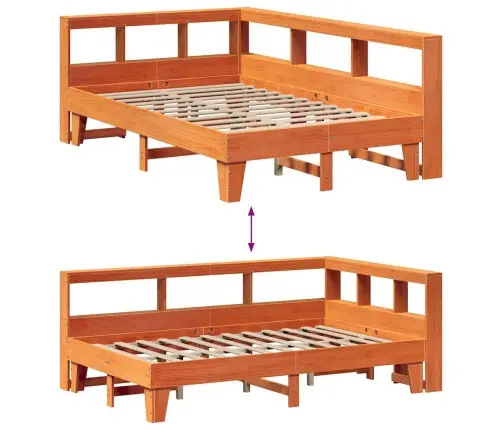 Lova Be Čiužinio/Su Knygų Lentyna, Vaško Ruda, 120X200cm Pušis