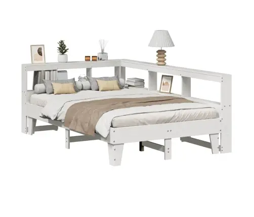 Gulta Ar Grāmatu Plauktu, Bez Matrača, 140X190 Cm, Priedes Koks Vidaxl