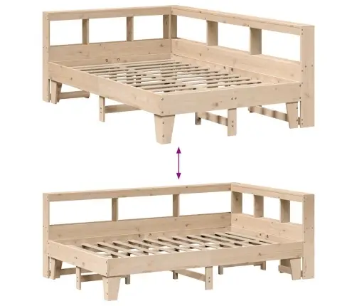 Lova Su Knygų Spinta Be Čiužinio, 135X190cm Pušies Masyvas