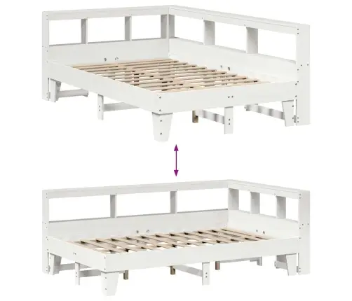 Riiuliga Voodiraam Ilma Madratsita, Valge, 135X190cm Männipuit