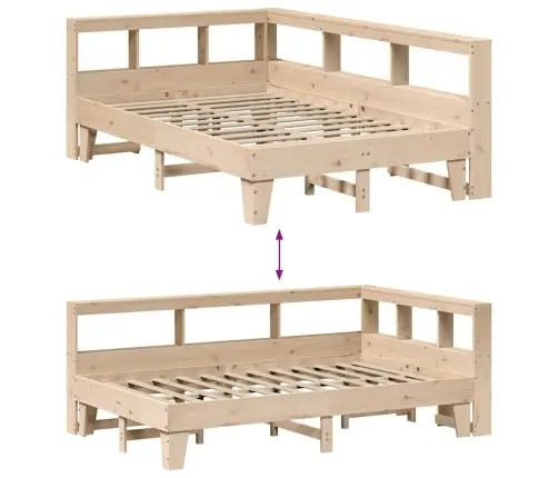 Gulta Ar Grāmatu Plauktu, Bez Matrača, 120X190 Cm, Priedes Koks Vidaxl