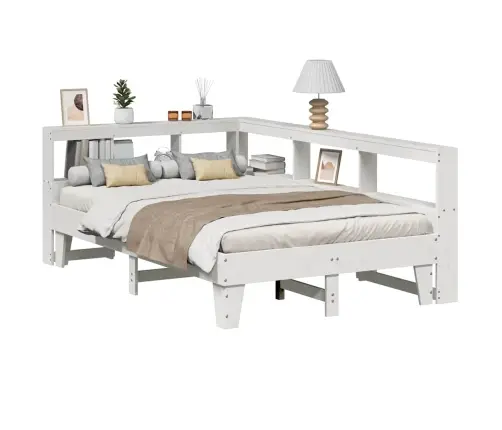 Riiuliga Voodiraam Ilma Madratsita, Valge, 120X190cm Männipuit