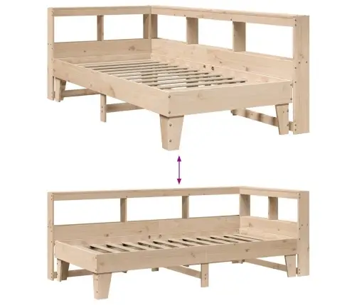 Riiuliga Voodi Ilma Madratsita, 90 X 190 cm Männipuit