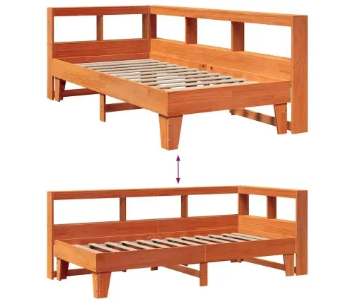 Gulta Ar Grāmatu Plauktu, Bez Matrača, 75X190 Cm, Priede Vidaxl