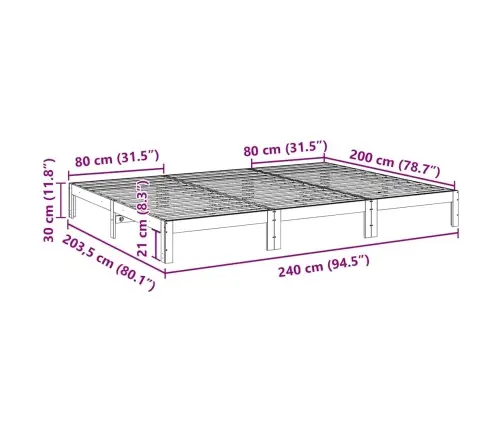 Šeimos Lovos Rėmas Be Čiužinio 240X200 Cm Medžio Masyvo Pušis