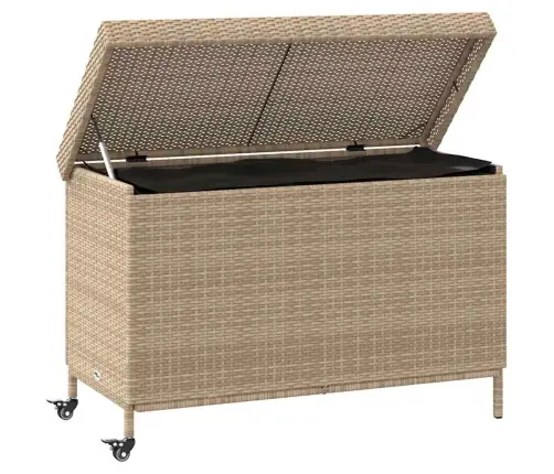 Dārza Uzglabāšanas Kaste Ar Riteņiem Jaukta Bēša 110X55X73 Cm Vidaxl