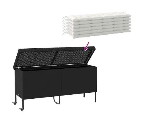 Dārza Uzglabāšanas Kaste Ar Riteņiem, Melna, 160X55X75 Cm Vidaxl