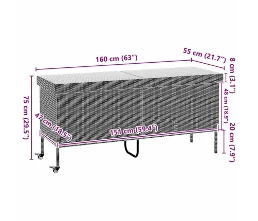 Dārza Uzglabāšanas Kaste Ar Riteņiem, Melna, 160X55X75 Cm Vidaxl