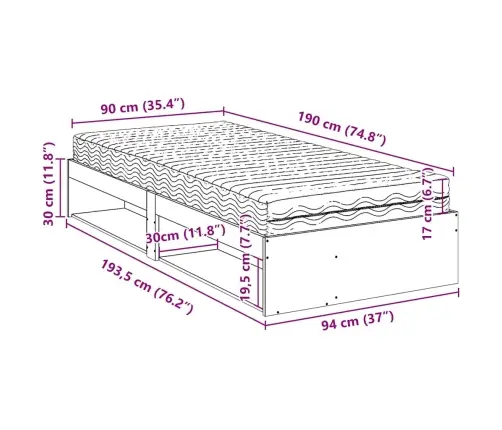 Gulta Ar Matraci, Balta, 90X190 Cm, Priedes Masīvkoks Vidaxl